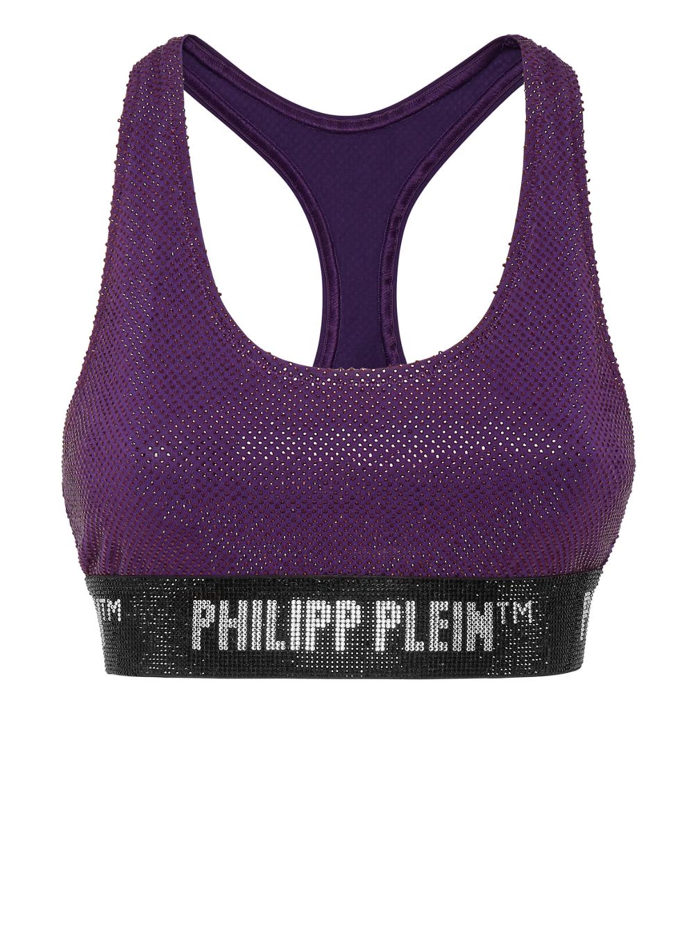 Philipp Plein 水钻缀饰挖背文胸 - 紫色