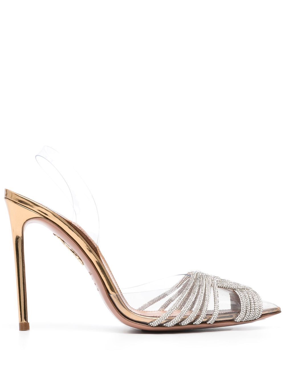 Aquazzura Gatsby 露跟袢带高跟鞋 - 金色