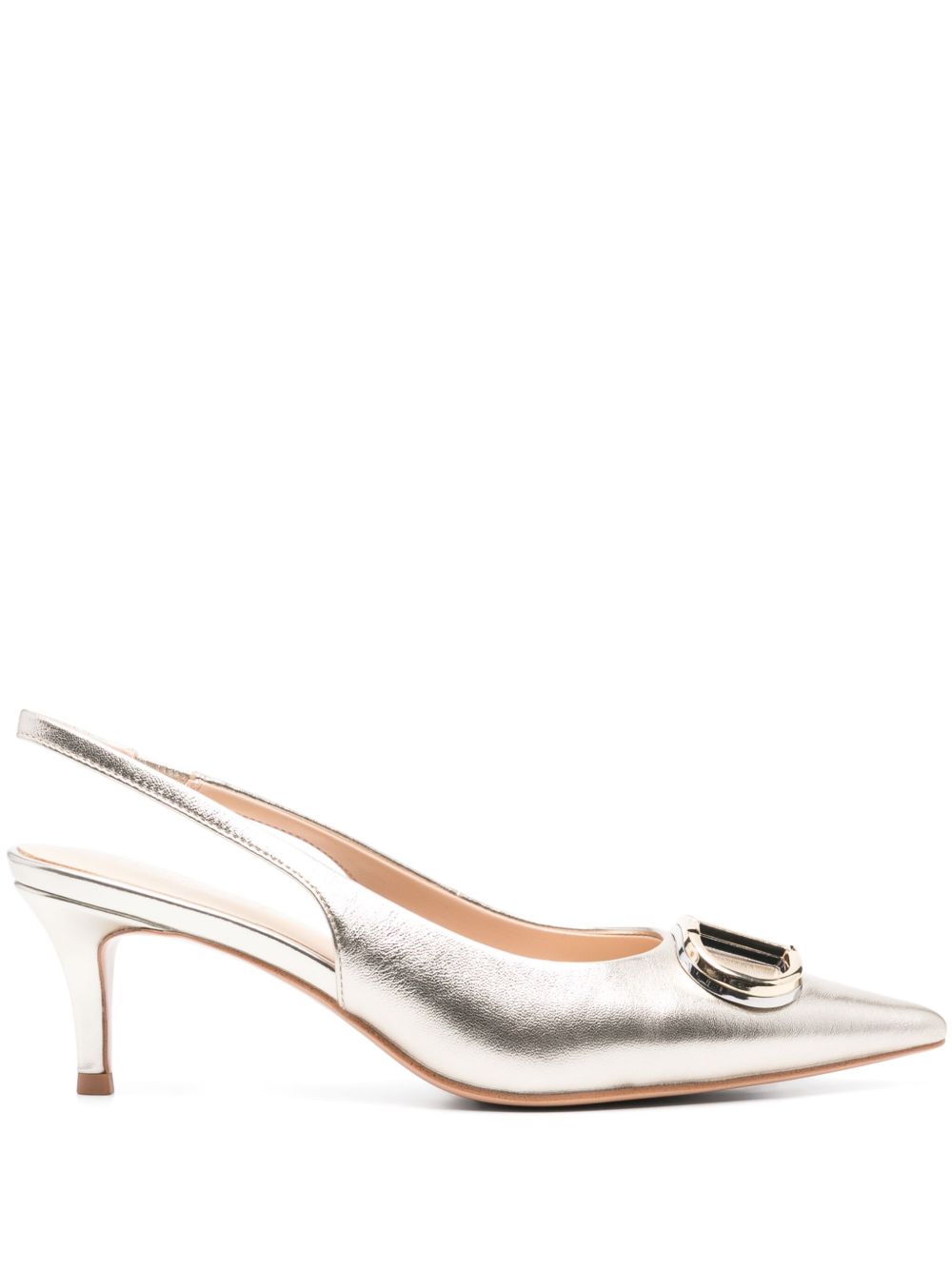 TWINSET 60mm Oval T slingback pumps - 金色