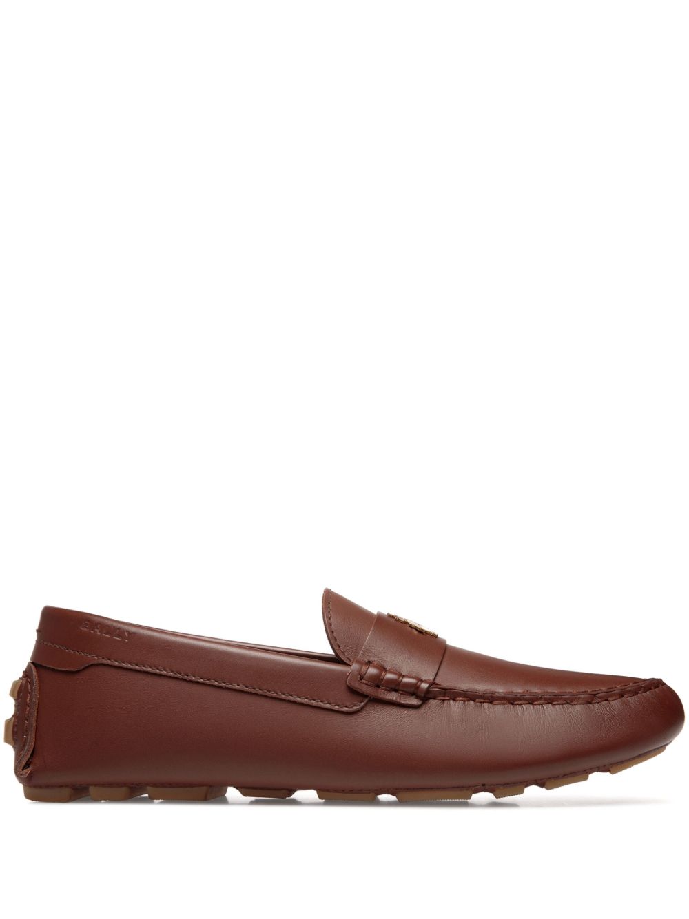 Bally 金色logo标牌皮质乐福鞋 - 褐色