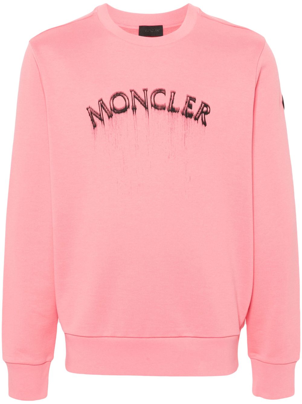 Moncler logo刺绣棉卫衣 - 粉色