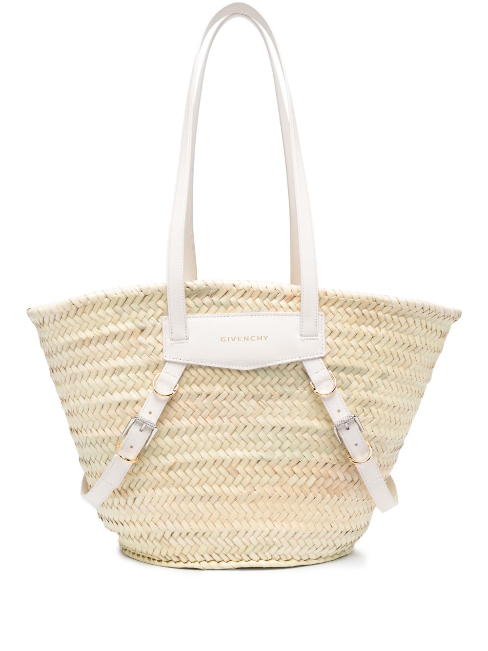 Givenchy Voyou 中号拉菲草手提包 - 中性色