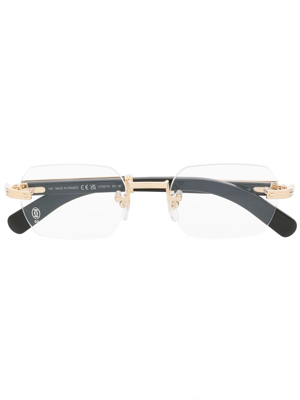 Cartier Eyewear 长方形无框眼镜 - 金色