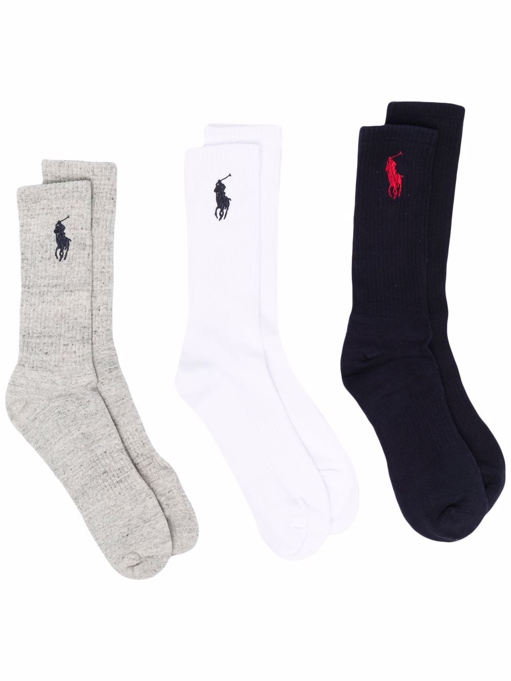 Polo Ralph Lauren 刺绣图案罗纹针织袜 - 白色