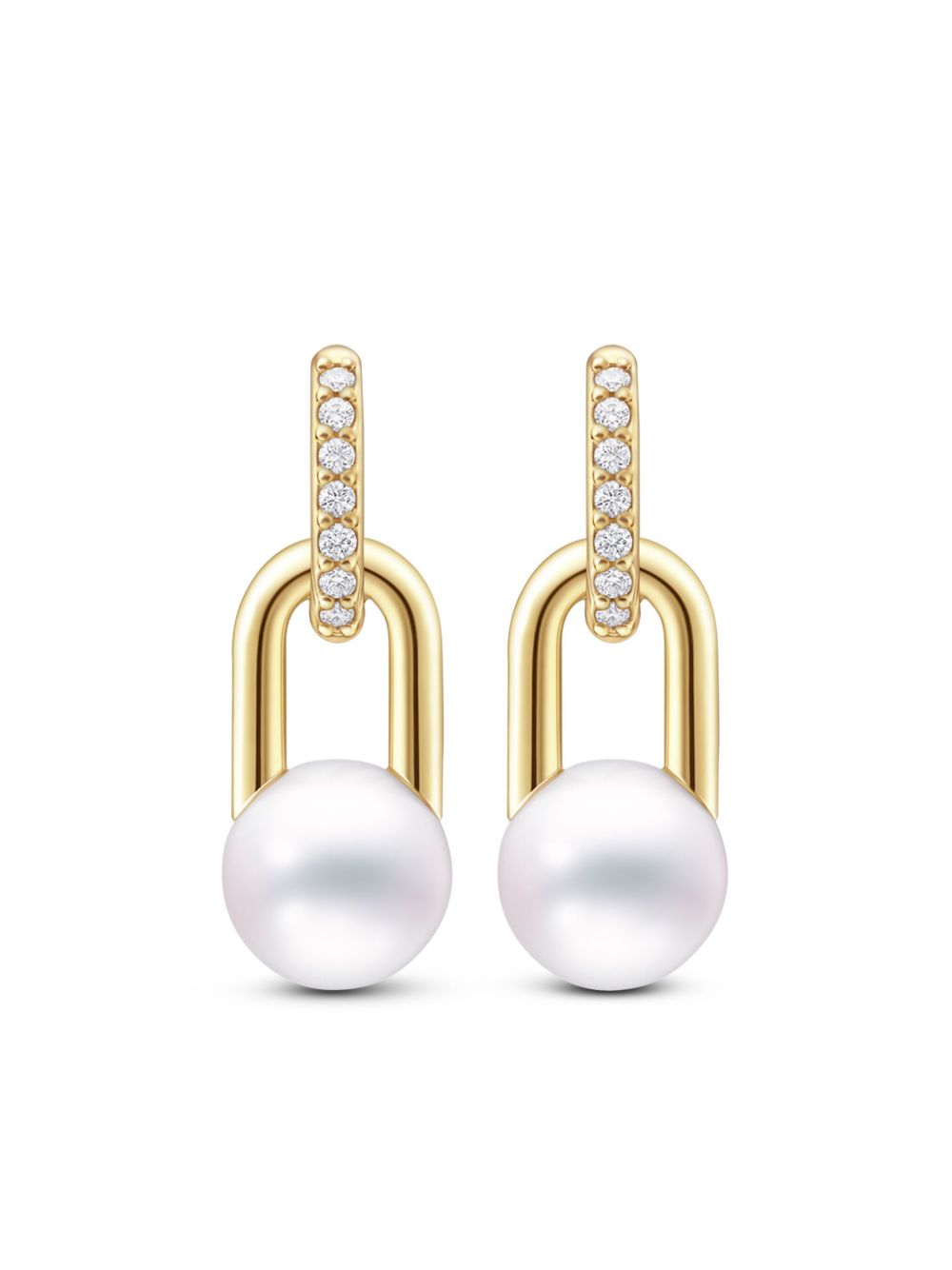 TASAKI 18K黄金 Collection Line Fine Link 珍珠吊饰耳环 - 金色