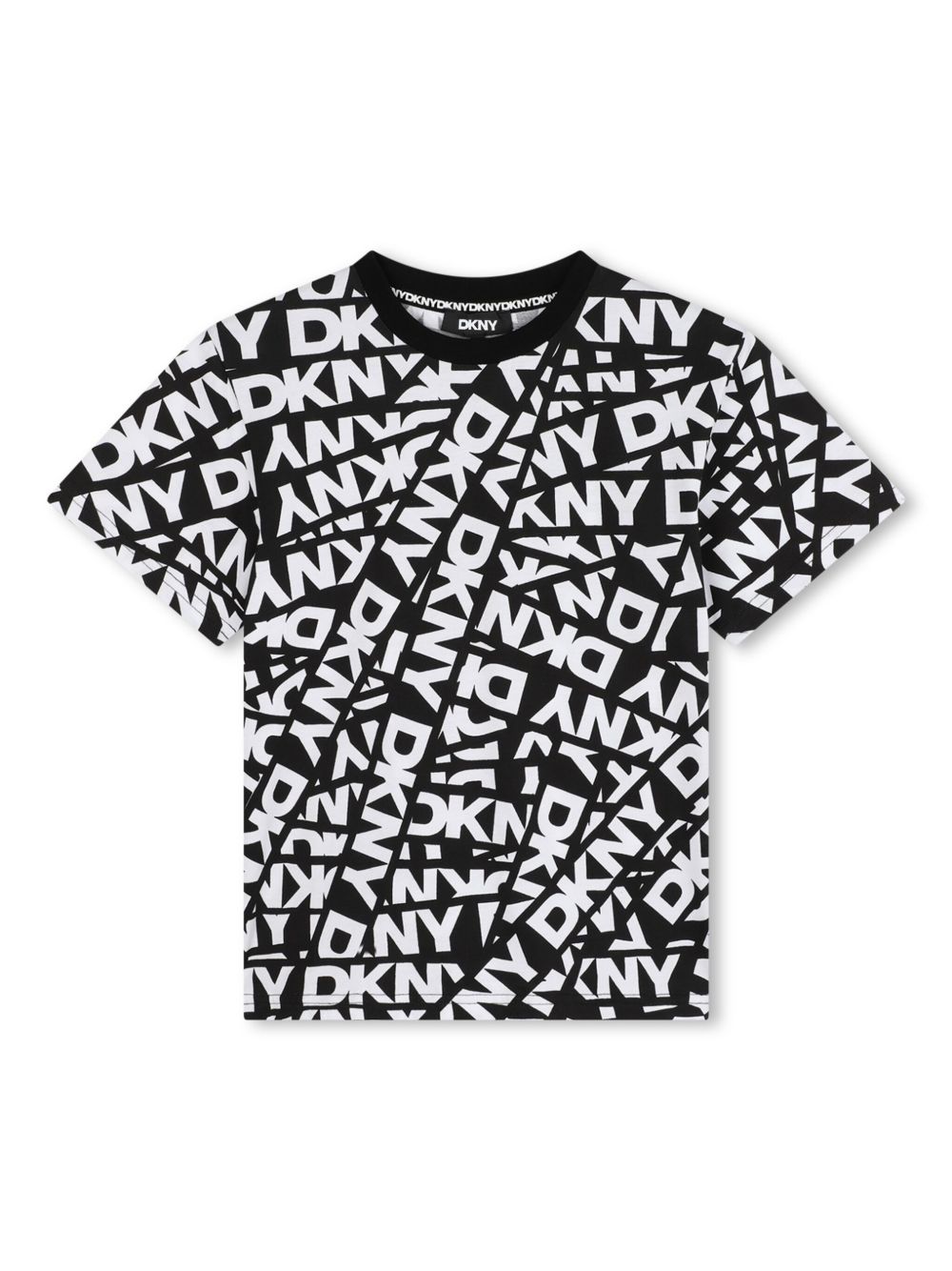 Dkny Kids 大面积logo织带棉T恤 - 黑色