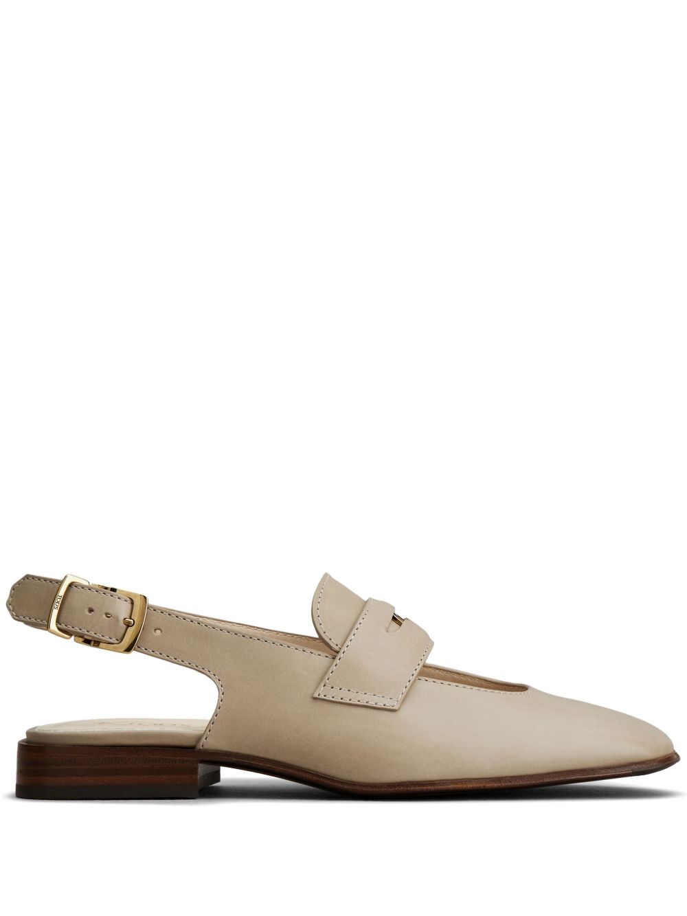 Tod's 经典细节皮质平底鞋 - 中性色