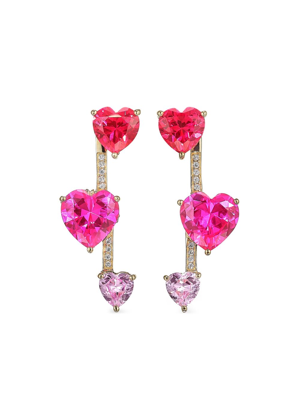 Anabela Chan 18K黄金 Heart 吊饰耳环 - 金色