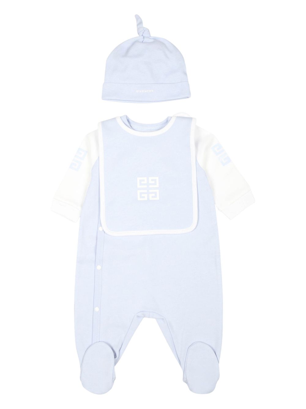 Givenchy Kids logo印花连体衣套装 - 蓝色