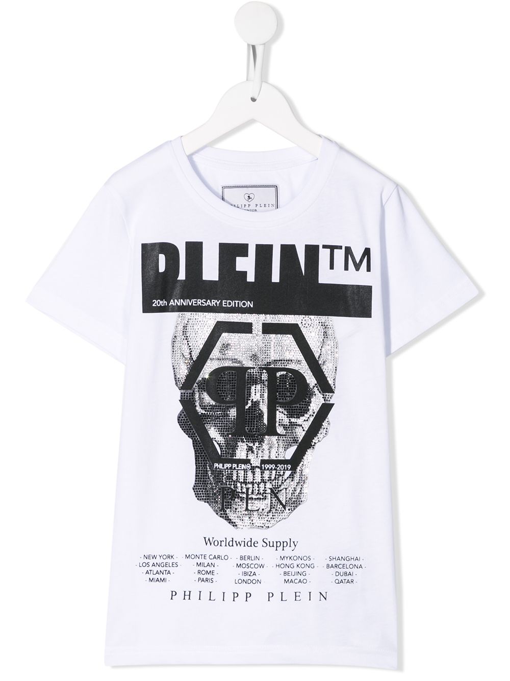 Philipp Plein Junior 骷髅头印花T恤 - 白色