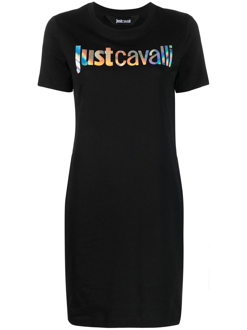 Just Cavalli logo印花T恤式连衣裙 - 黑色