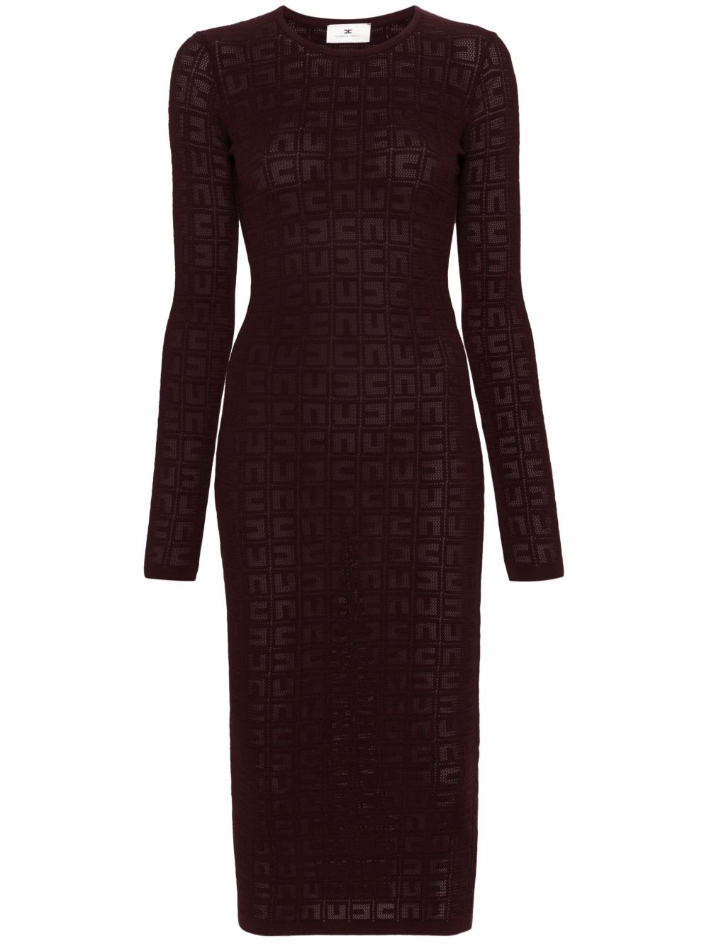 Elisabetta Franchi 网眼编织中长连衣裙 - 红色