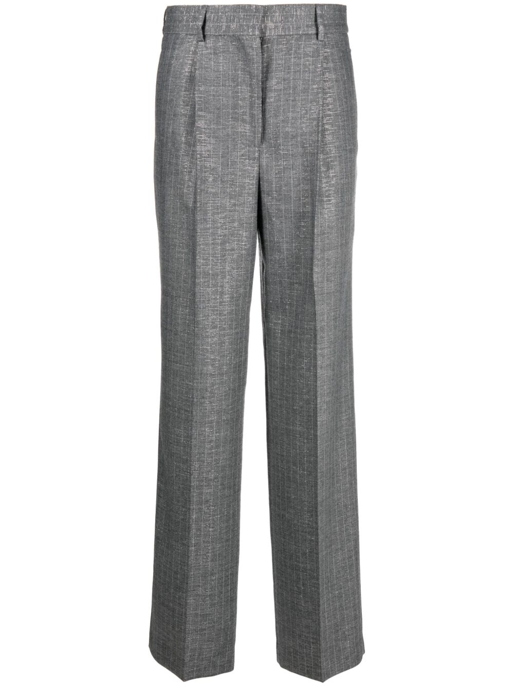 MSGM Shiny Pinstriped 阔腿裤 - 灰色