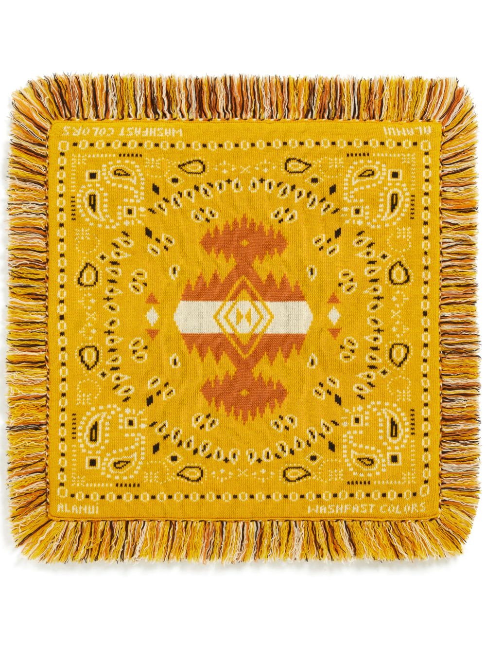 Alanui Bandana 图案提花初剪羊毛抱枕 - 黄色
