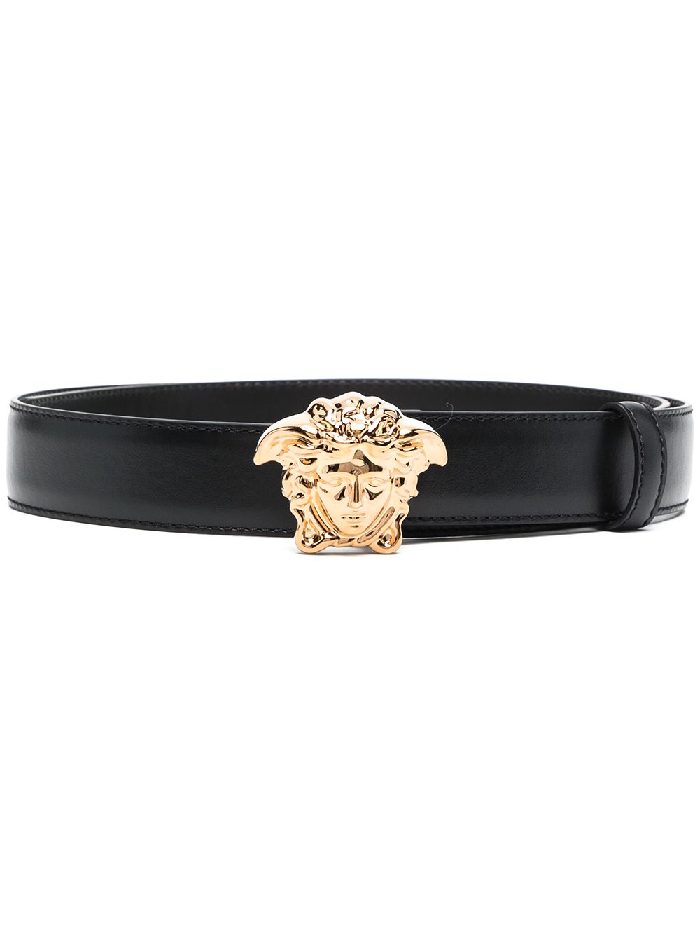 Versace La Medusa 皮质腰带 - 黑色