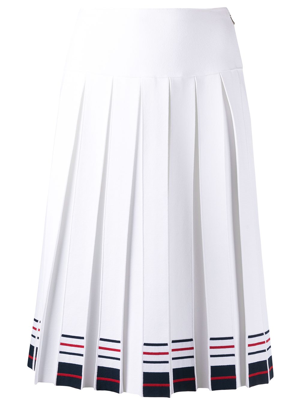 Thom Browne 条纹边饰工字褶半身裙 - 白色