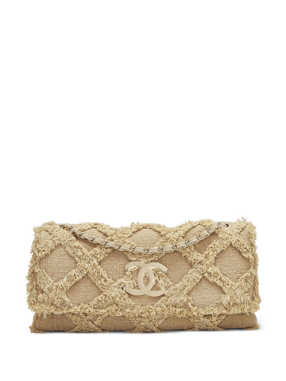 CHANEL Pre-Owned 钩编针织大号翻盖单肩包（2009年典藏款） - 中性色