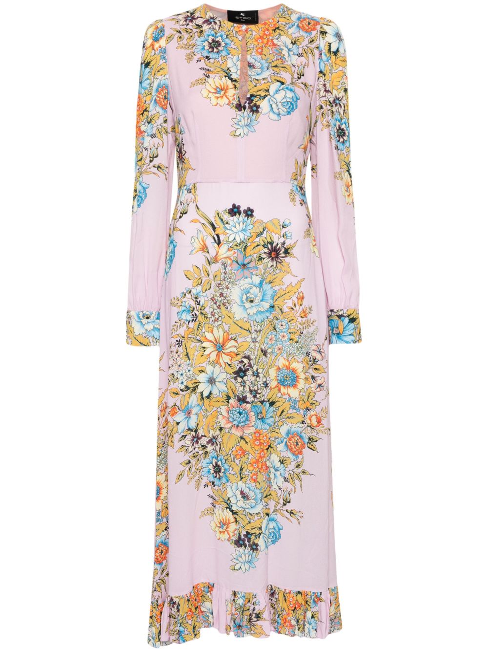 ETRO 花卉印花超长连衣裙 - 粉色
