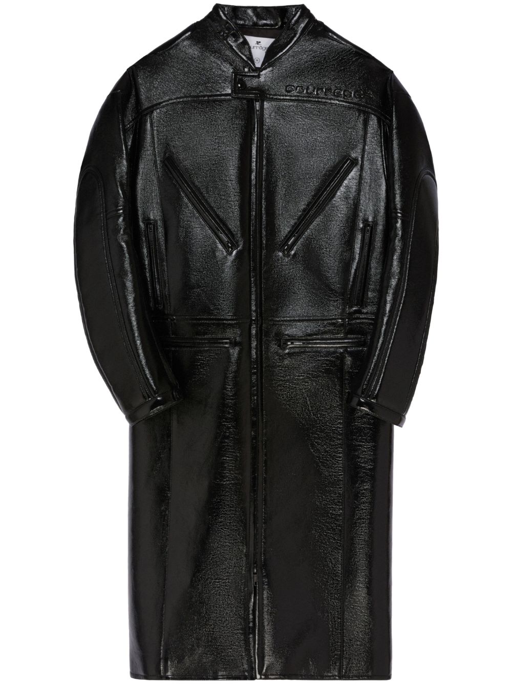 Courrèges Racer 漆光面料大衣 - 黑色