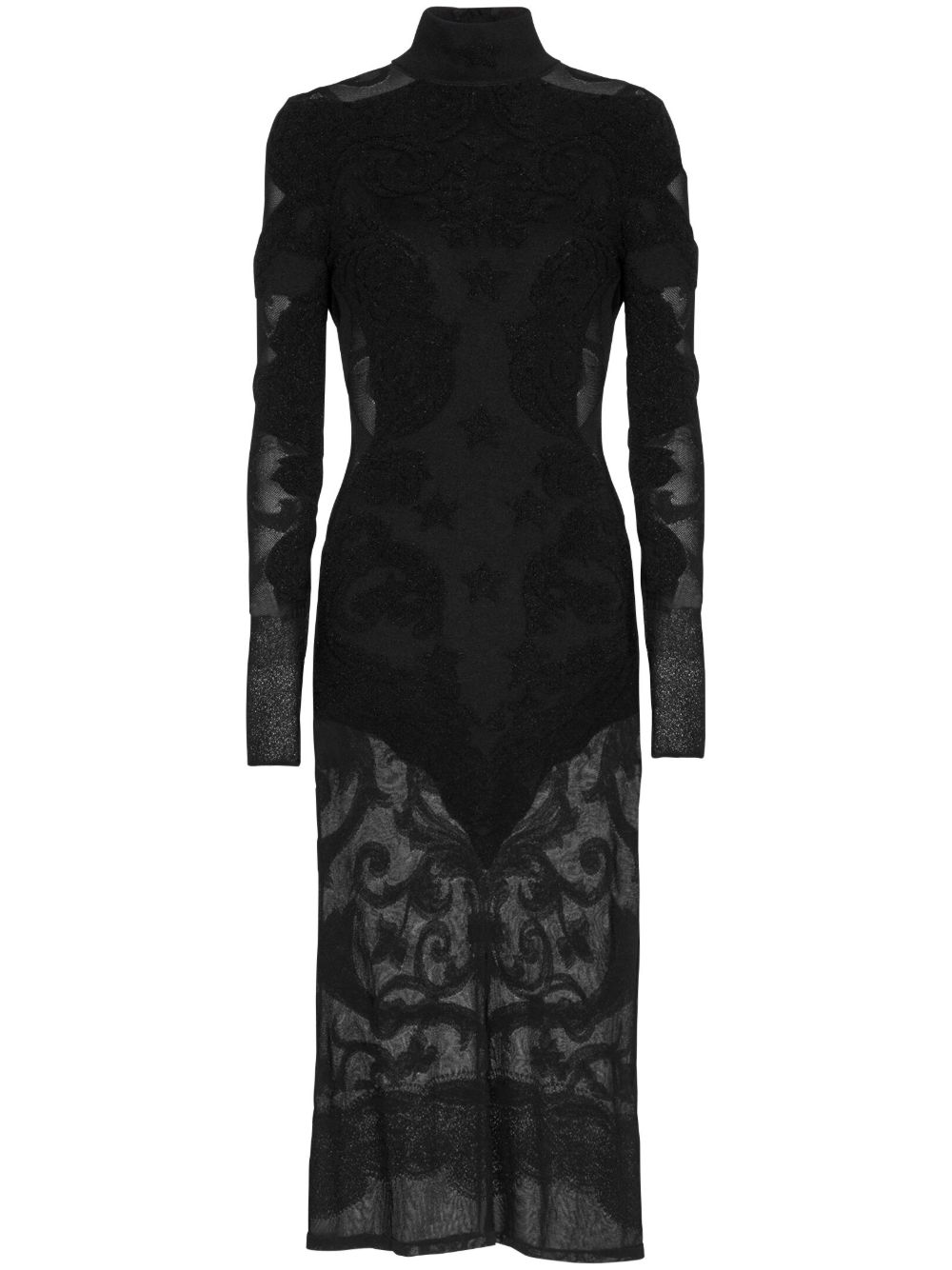 Balmain Baroque 密织中长连衣裙 - 黑色