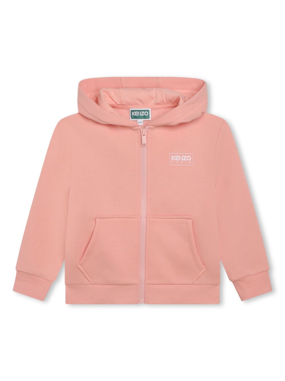 Kenzo Kids logo印花拉链连帽衫 - 粉色