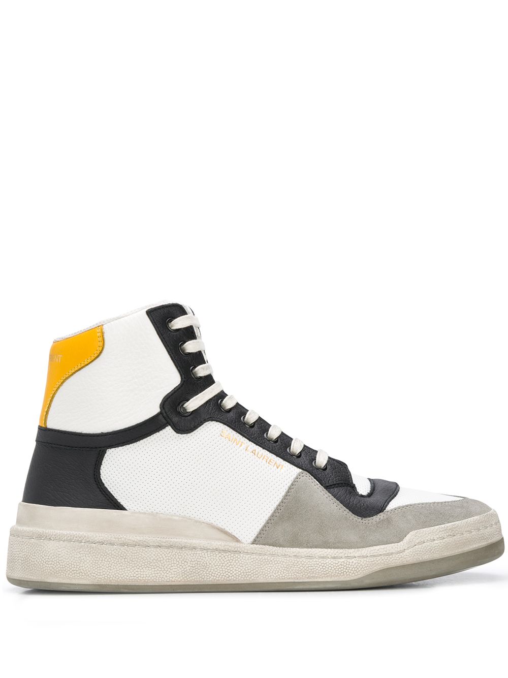 Saint Laurent 拼接高帮运动鞋 - 白色