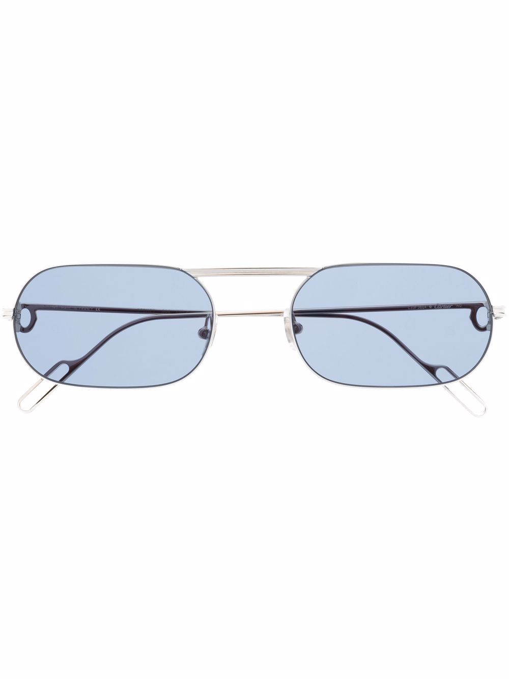 Cartier Eyewear 椭圆形金属框太阳眼镜 - 银色