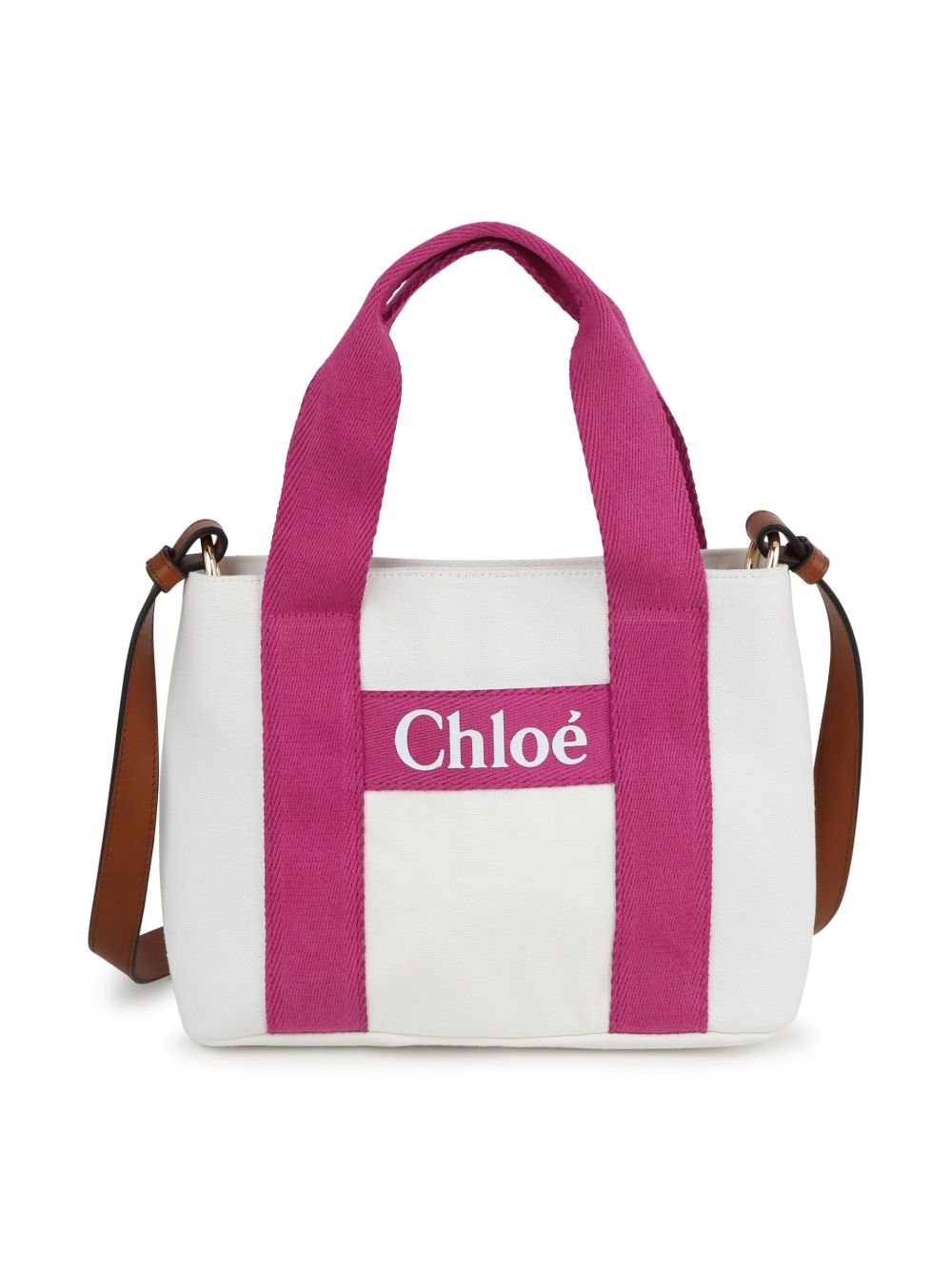 Chloé Kids logo贴花牛仔单肩包 - 白色