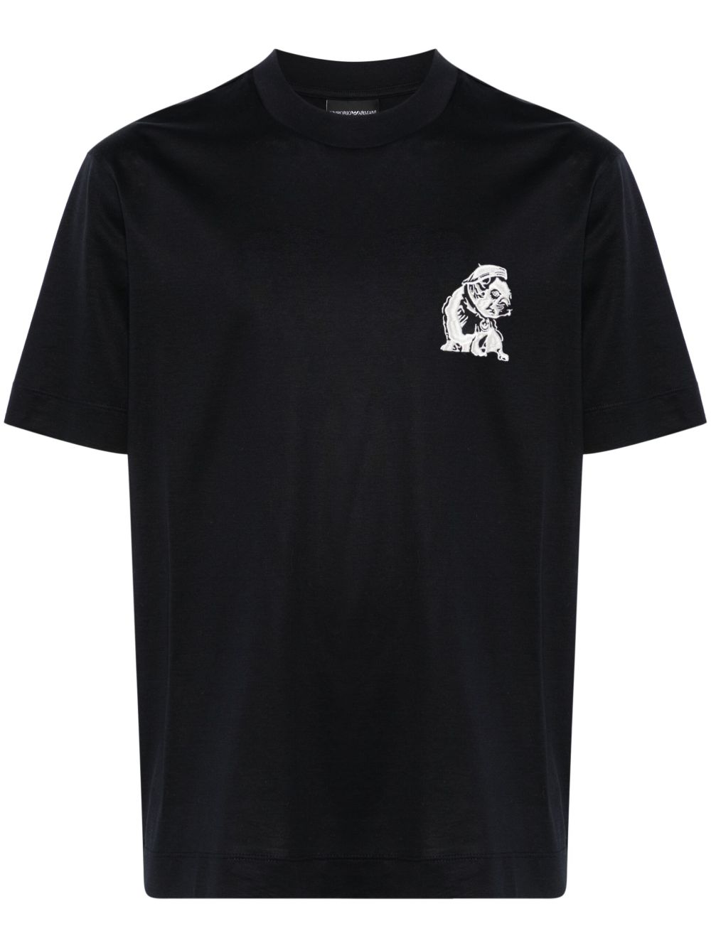 Emporio Armani French Bulldog 刺绣T恤 - 蓝色