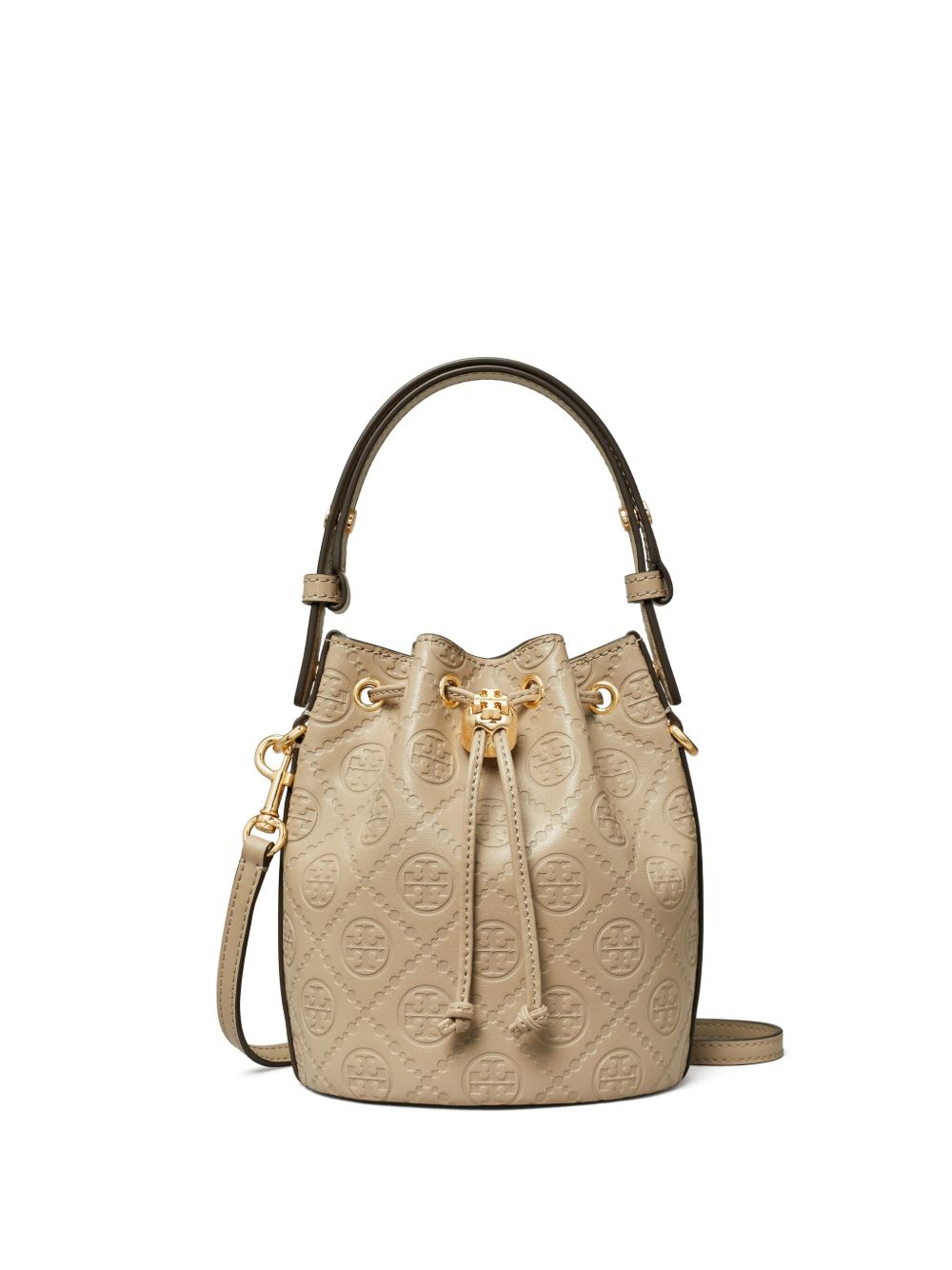 Tory Burch T Monogram 迷你皮质水桶包 - 中性色
