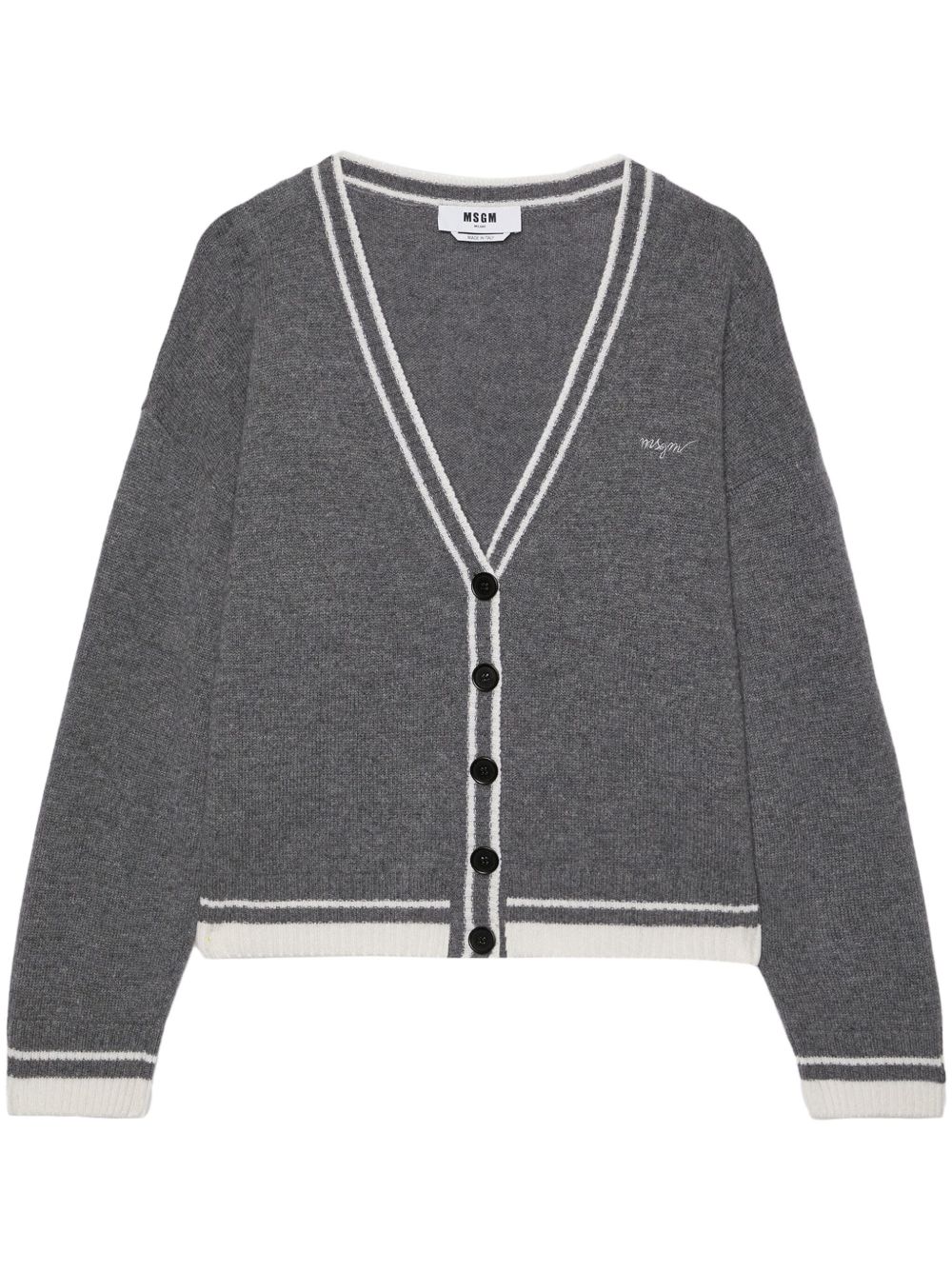 MSGM logo刺绣开衫 - 灰色