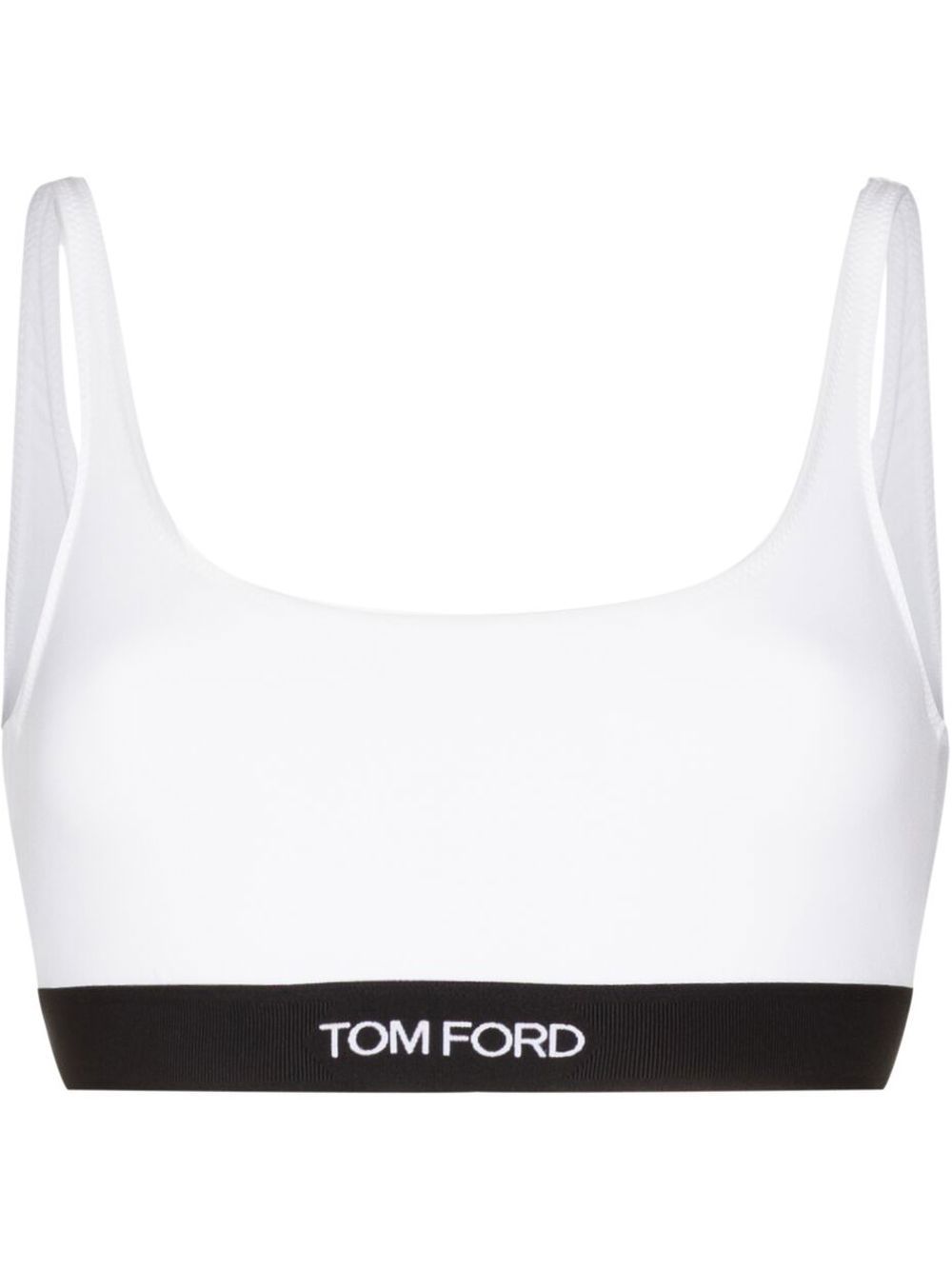 TOM FORD logo织带文胸式上衣 - 白色