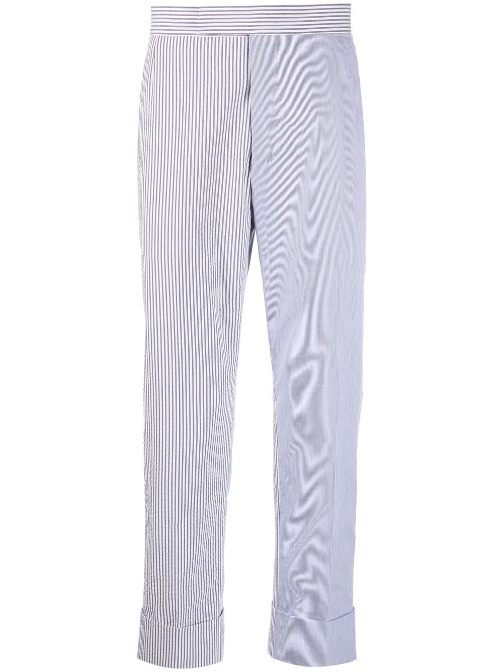 Thom Browne 泡泡纱露踝长裤 - 蓝色