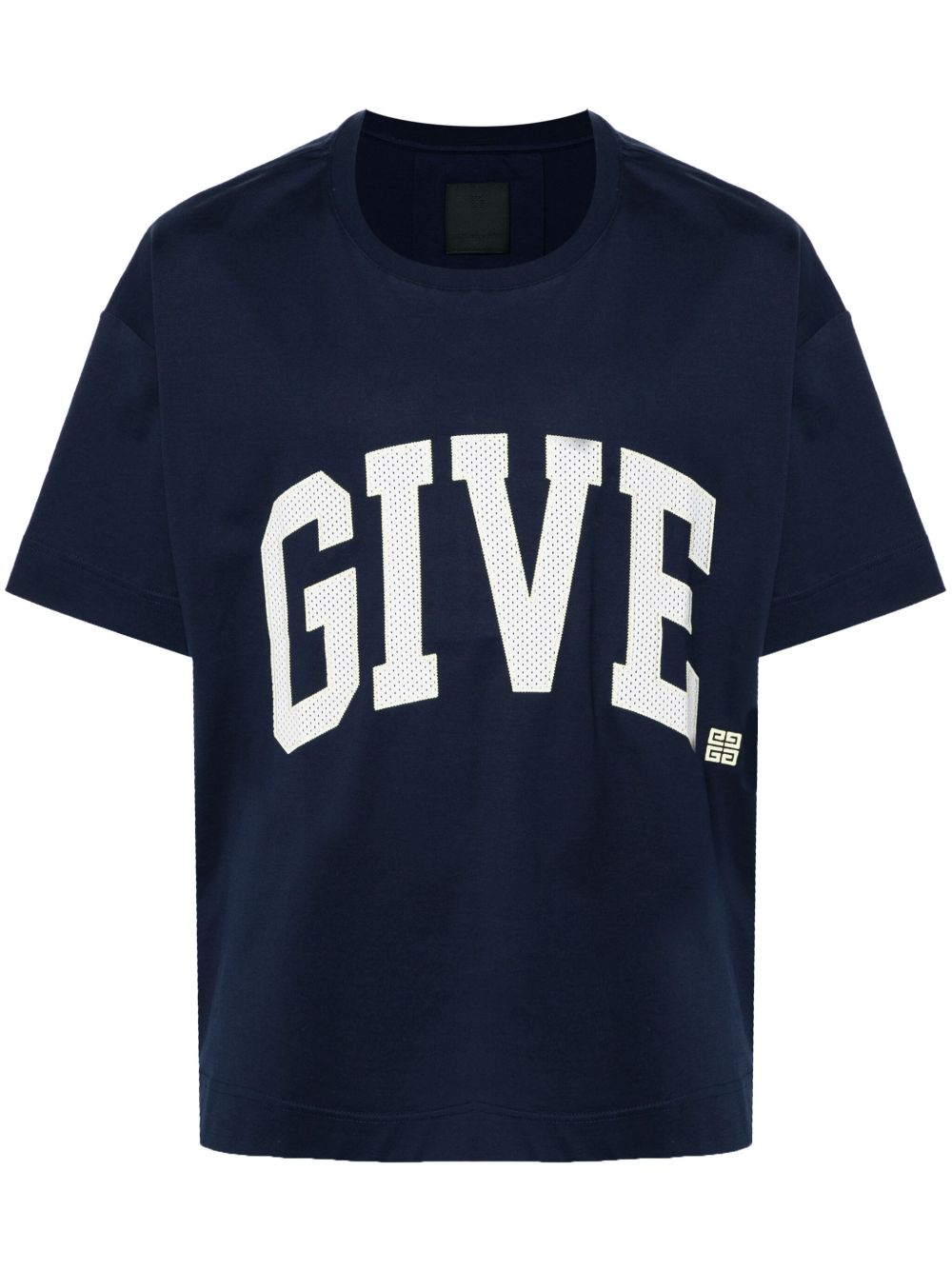 Givenchy logo刺绣棉T恤 - 蓝色