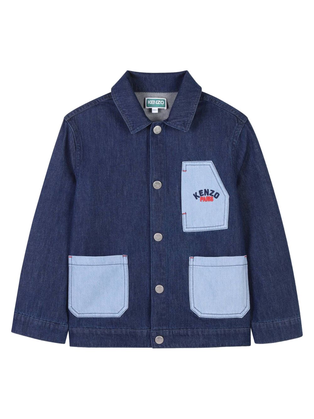 Kenzo Kids logo刺绣牛仔夹克 - 蓝色