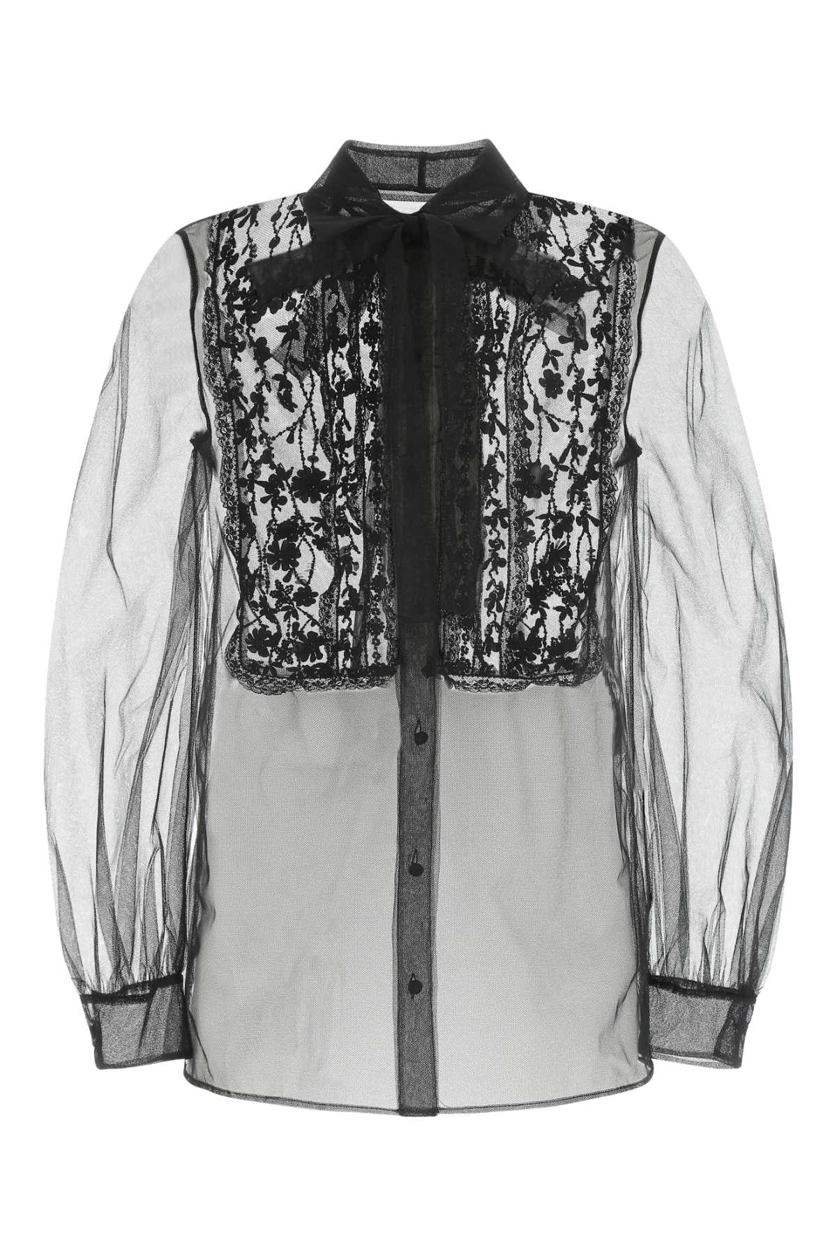 Valentino Garavani 黑色网眼衬衫