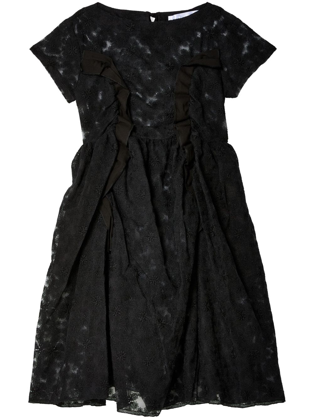 Comme des Garçons TAO 花卉刺绣连衣裙 - 黑色