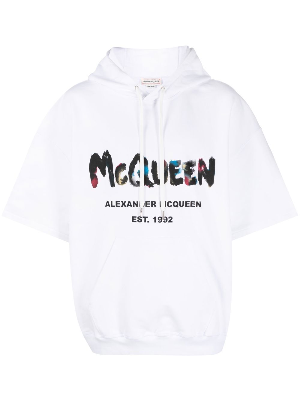 Alexander McQueen logo印花短袖连帽衫 - 白色