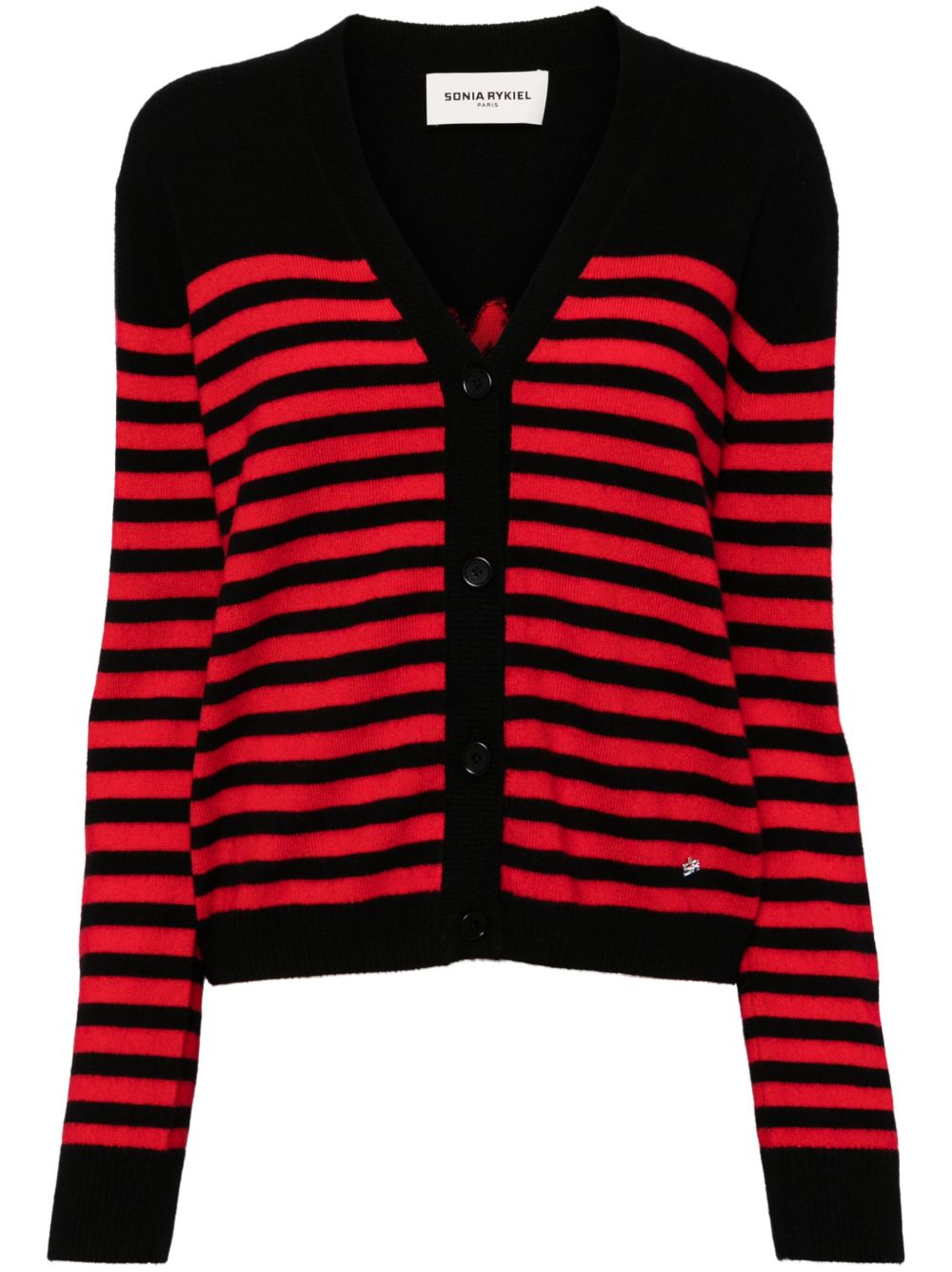 Sonia Rykiel 条纹羊毛开衫 - 黑色