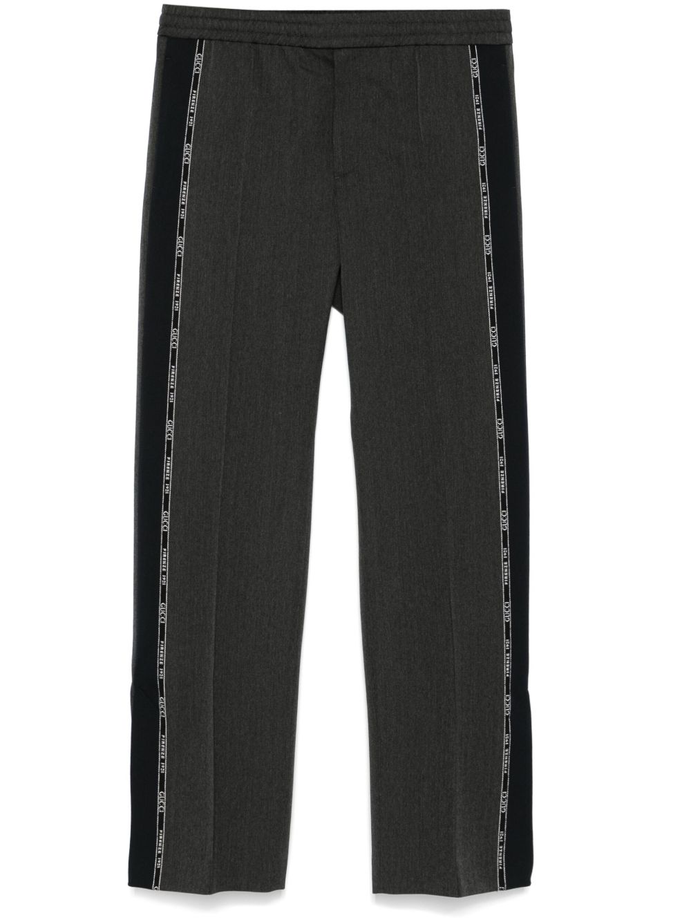 Gucci logo边饰长裤 - 灰色