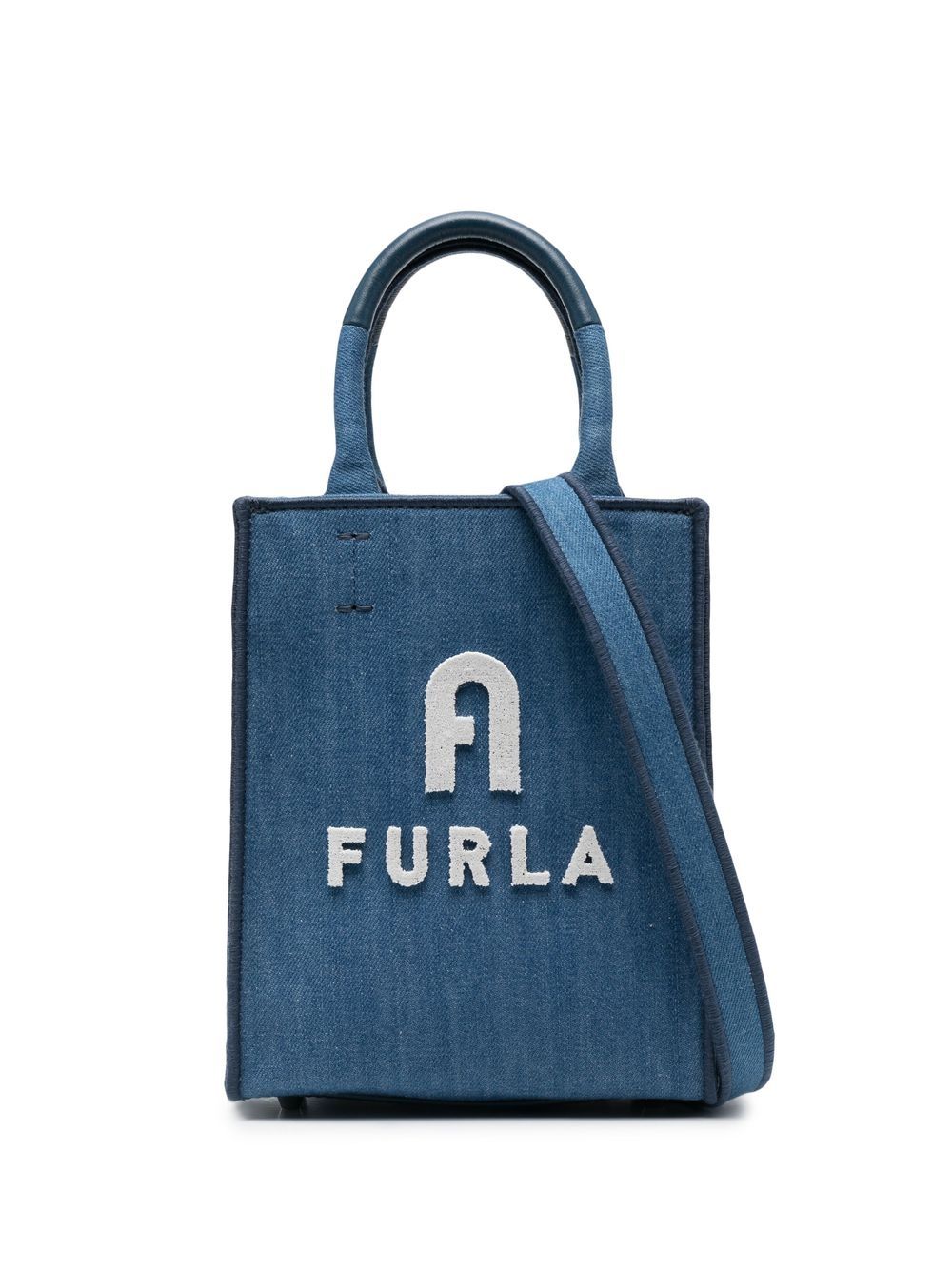Furla Opportunity 迷你牛仔手提包 - 蓝色