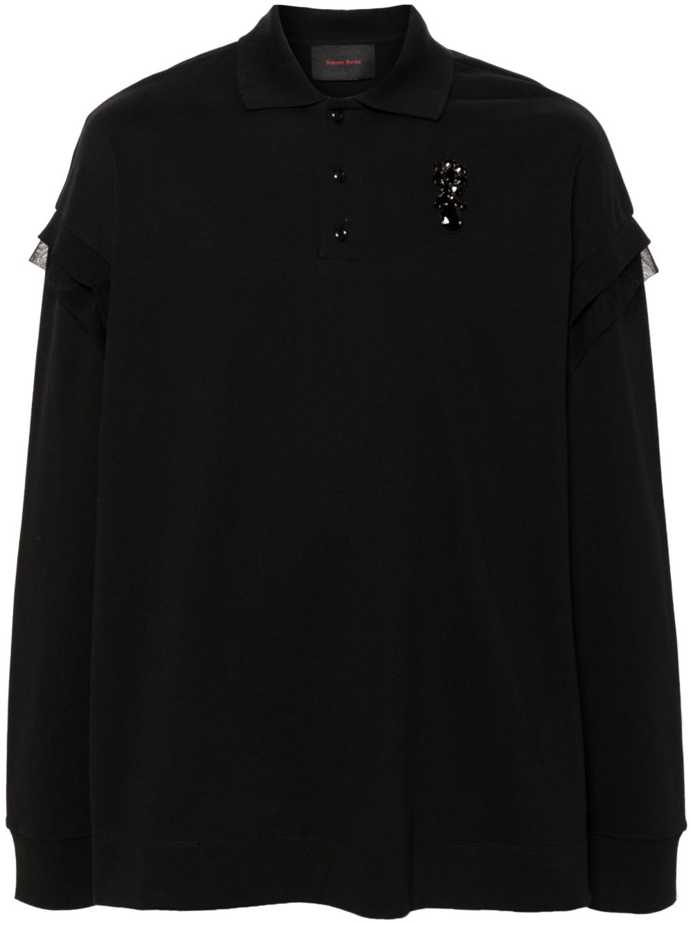Simone Rocha 晶饰棉polo衫 - 白色