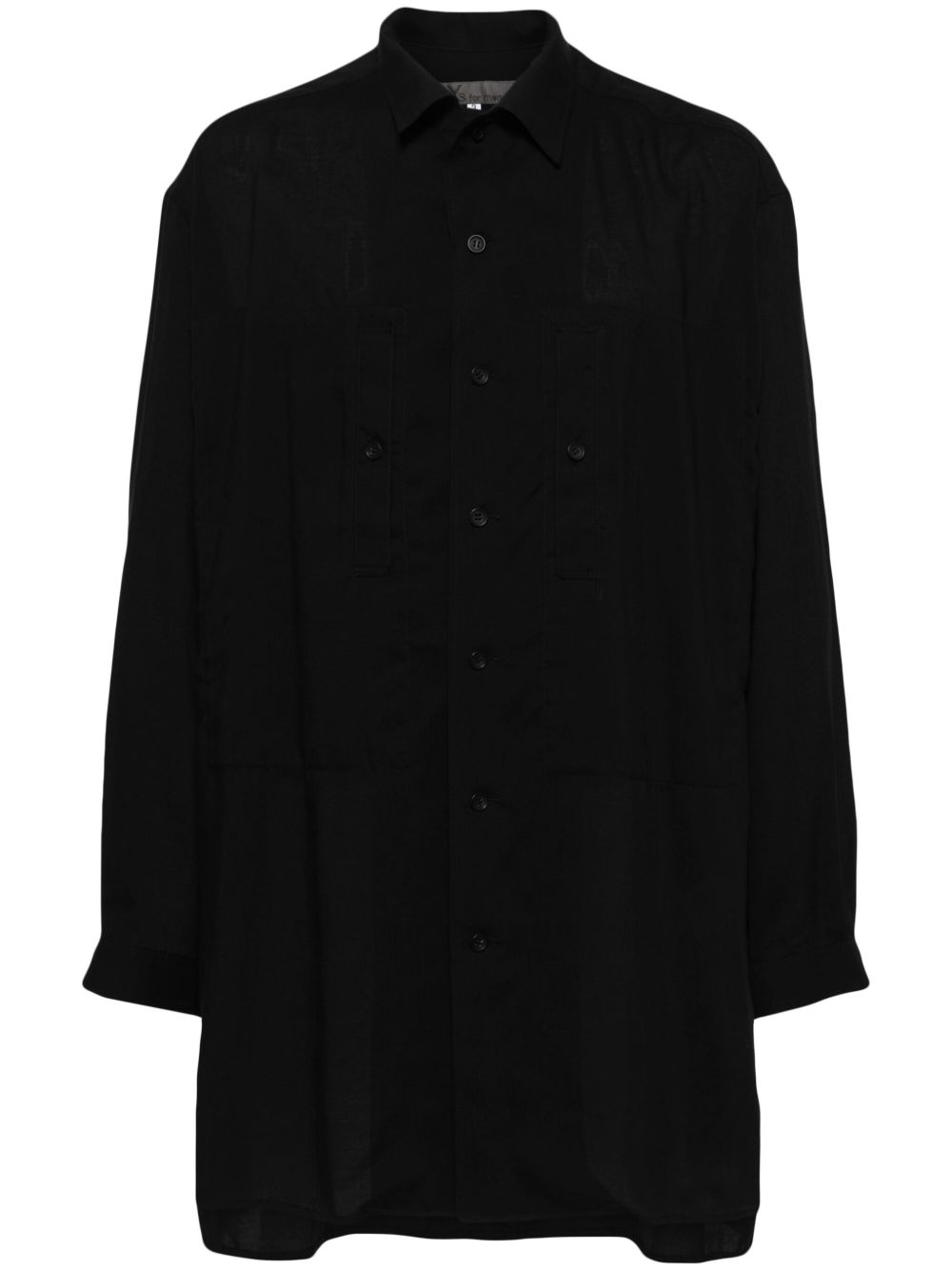 Yohji Yamamoto 拼接排扣衬衫 - 黑色