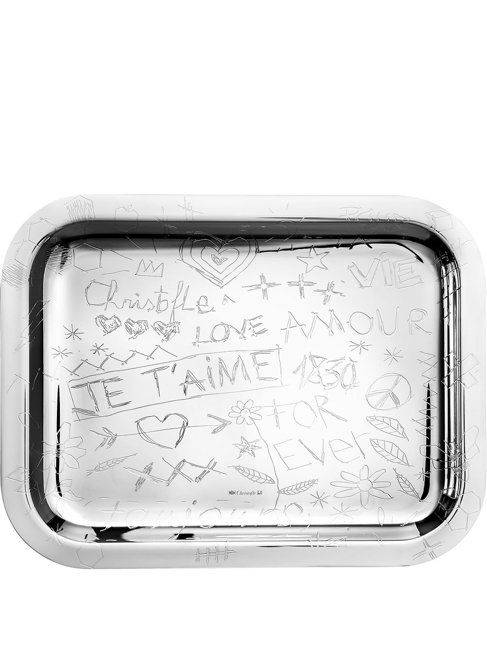 Christofle Graffiti 镀银长方形托盘（26厘米 x 20厘米） - 银色
