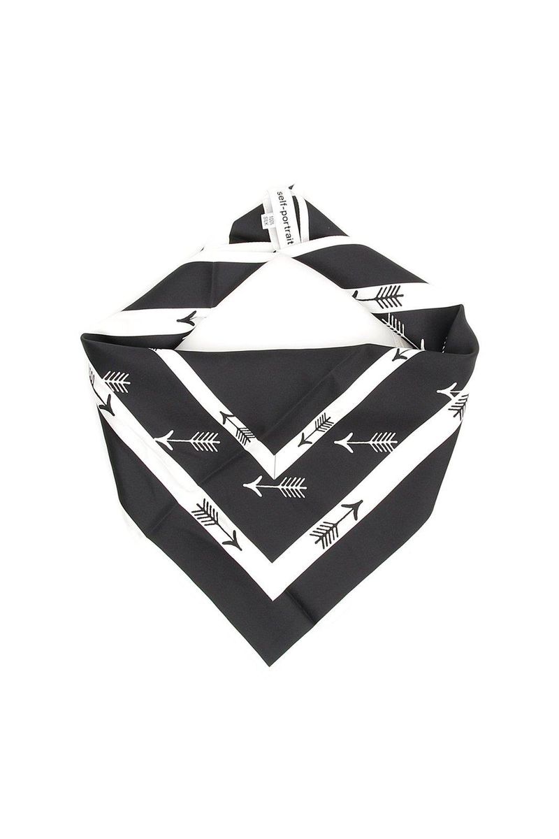 Self-Portrait Scarf Black White