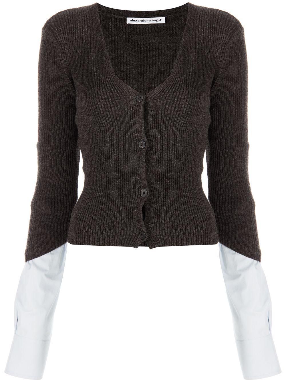 Alexander Wang layered ribbed-knit cardigan - 灰色