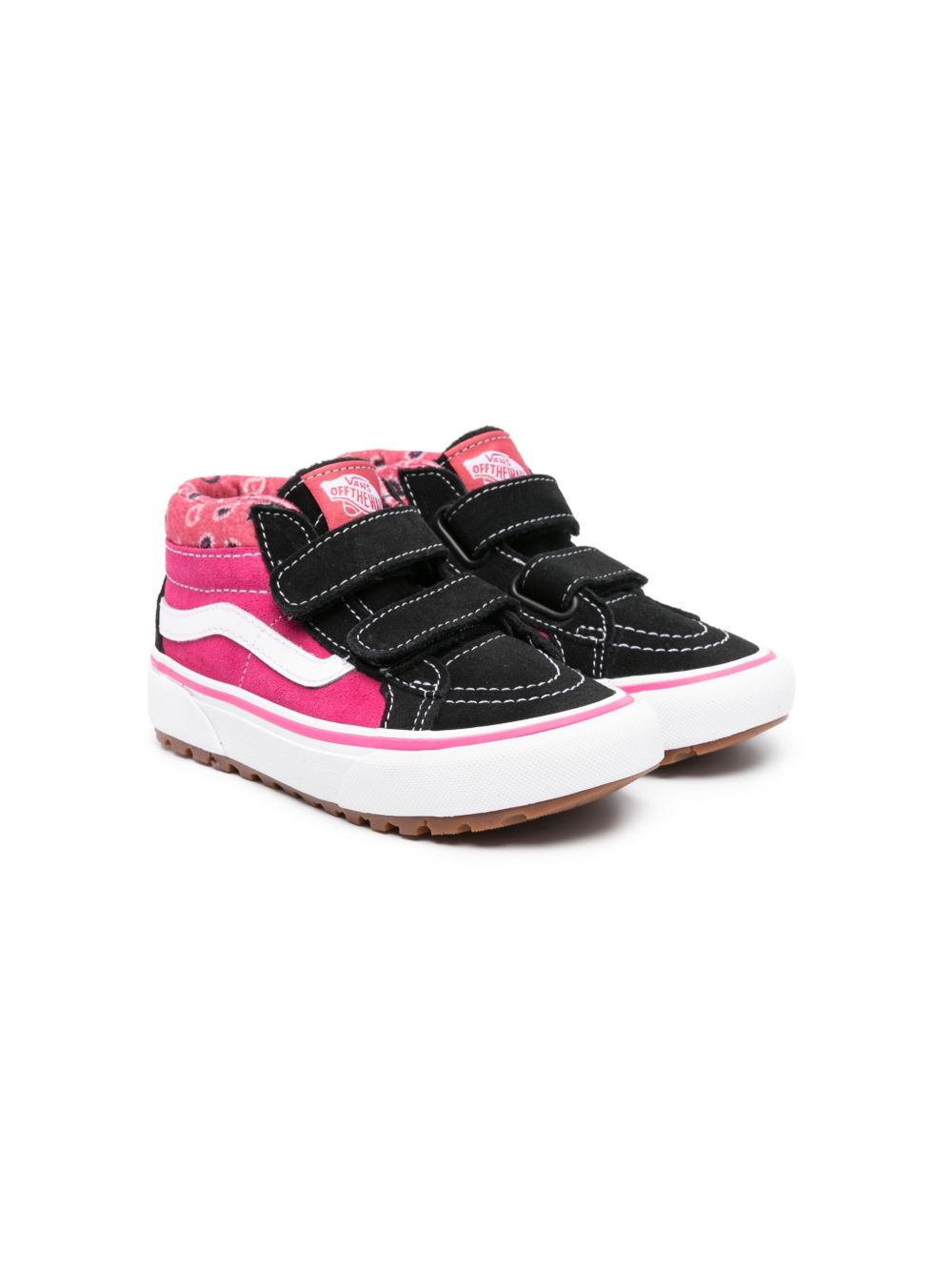 Vans Kids Sk8-Mid 魔术贴绒面皮运动鞋 - 粉色