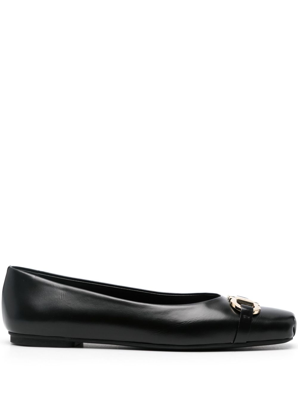 Ferragamo Gancini 扣环芭蕾平底鞋 - 黑色