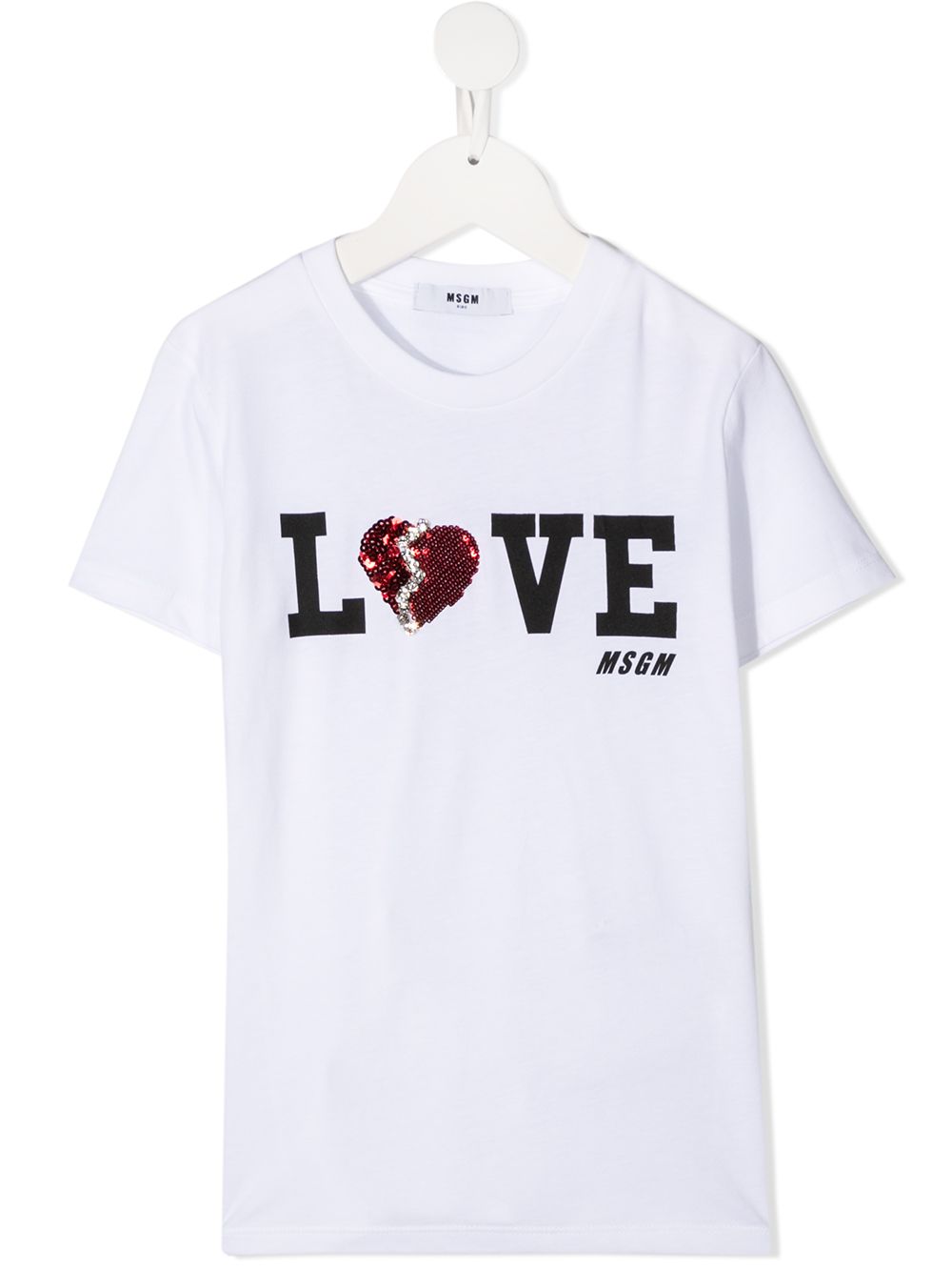 MSGM Kids logo镶嵌T恤 - 白色
