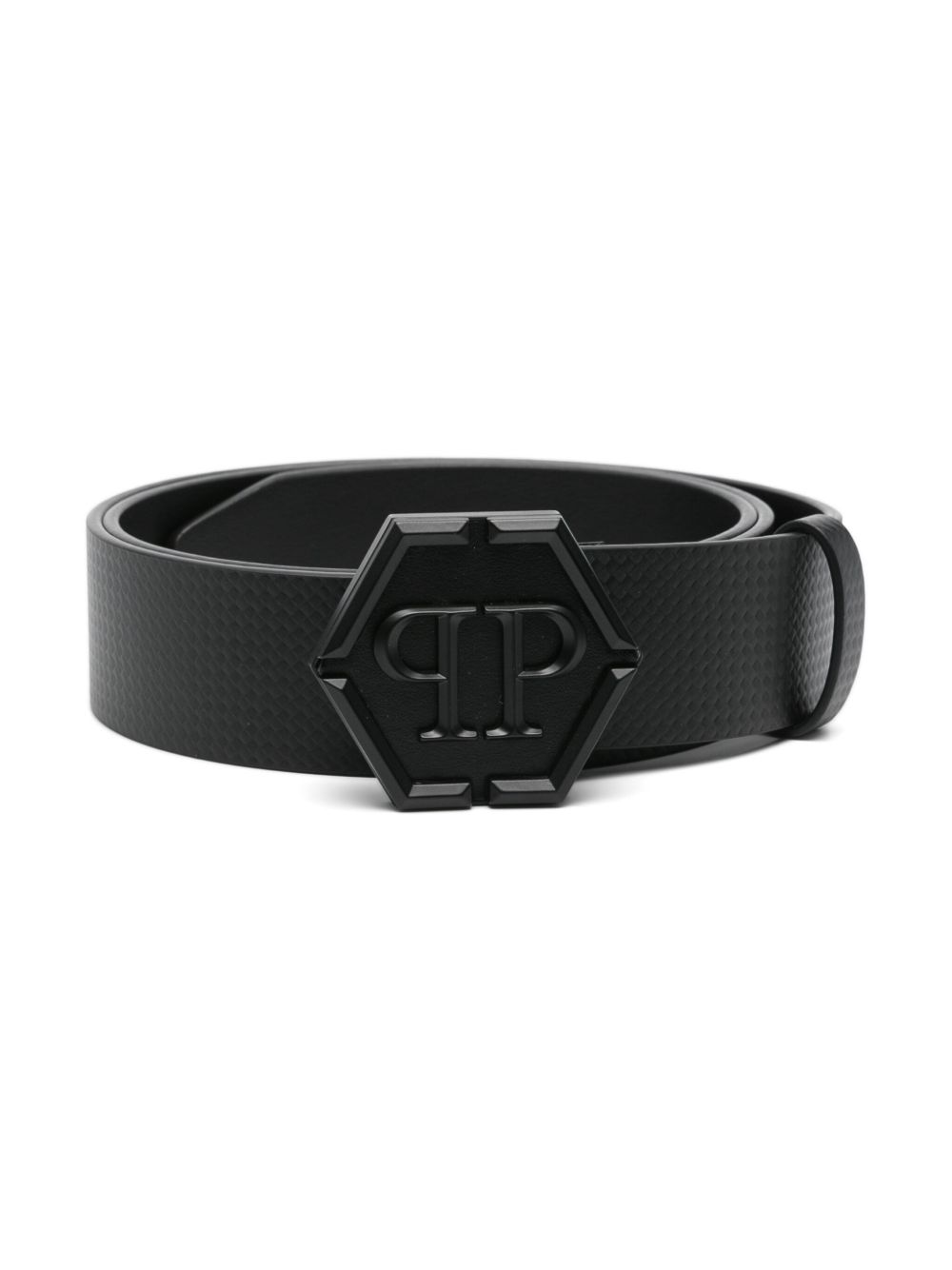 Philipp Plein logo扣环腰带 - 黑色